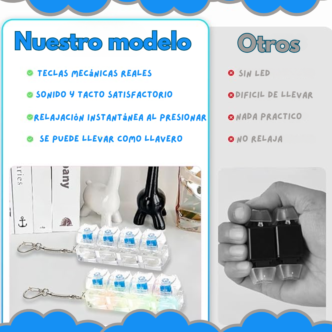 Teclado Mecánico de 4 Teclas LED Antiestrés